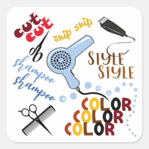 At The Hair Salon Square Sticker