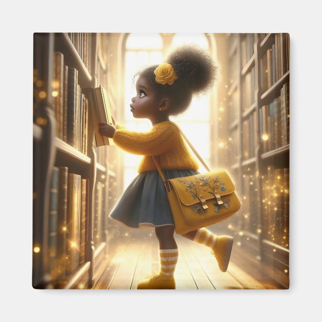 At the Library - Yellow Magnet (Front)
