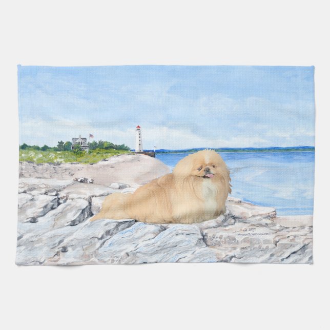 At the Lighthouse Tea Towel (Horizontal)