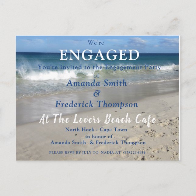 At the Lovers Beach Invitation Postcard (Front)