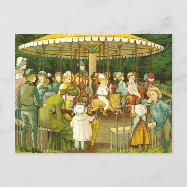 At The Merry Go Round Postcard (Front)