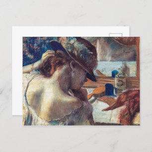 At the Mirror   Edgar Degas   Postcard