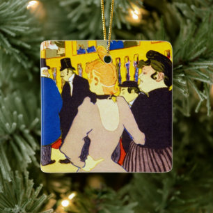 At the Nightclub by Toulouse Lautrec, Vintage Art Ceramic Ornament