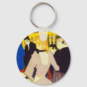 At the Nightclub by Toulouse Lautrec, Vintage Art Key Ring