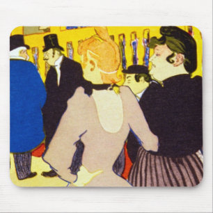At the Nightclub by Toulouse Lautrec, Vintage Art Mouse Mat