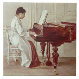 At the Piano, 1887 (oil on canvas) Tile
