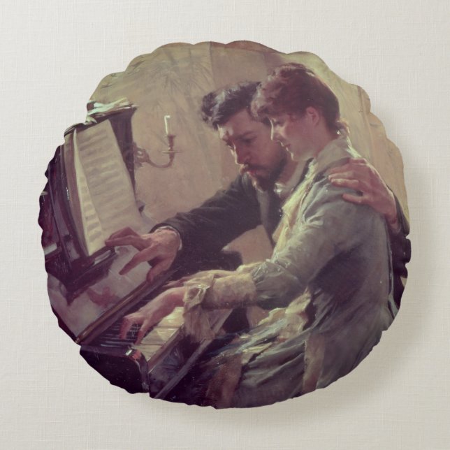 At the Piano Round Cushion (Front)