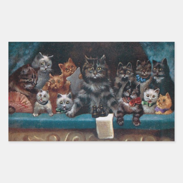 At the Play - Exciting Moment by Louis Wain Rectangular Sticker (Front)