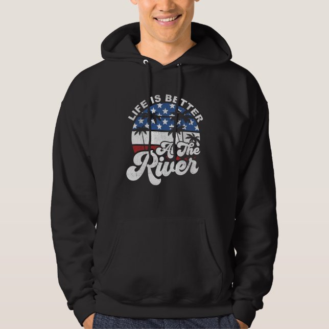 At The River 4th of July American Flag Retro Hoodie (Front)