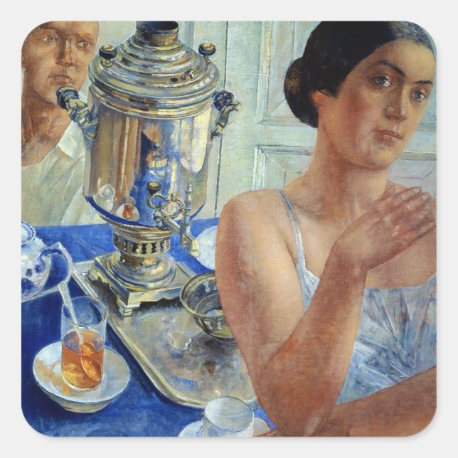 At the Samovar, 1926 Square Sticker (Front)