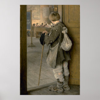 At the School Doors by Bogdanov-Belsky Poster