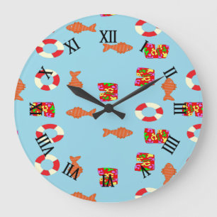 At the sea pattern large clock