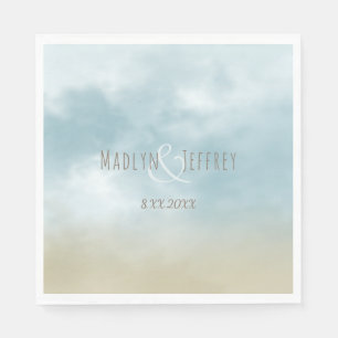 At the shore ocean surf beach wedding napkin