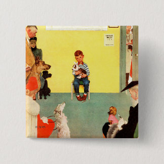At The Vets by Norman Rockwell 15 Cm Square Badge