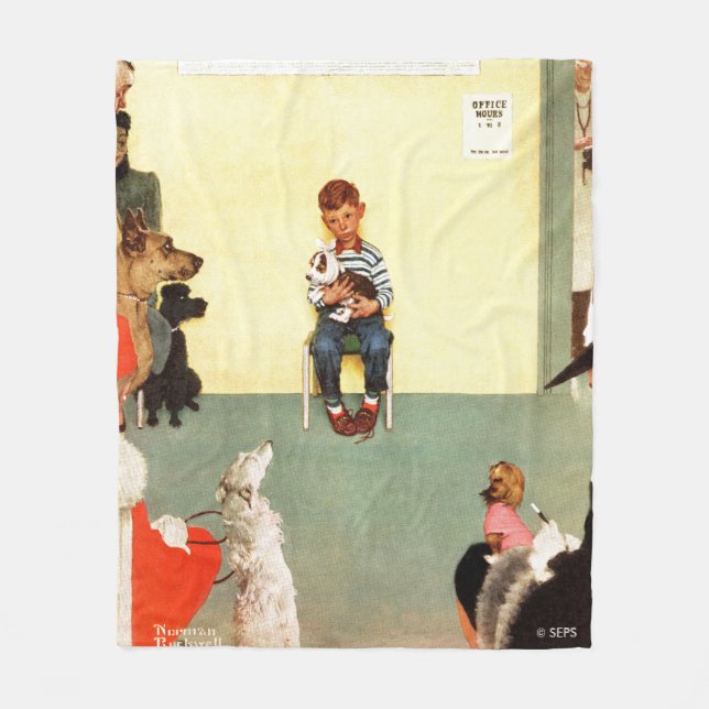 At The Vets by Norman Rockwell Fleece Blanket (Front)