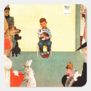 At The Vets by Norman Rockwell Square Sticker