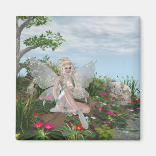 At the Waters Edge - Fairy & Flowers by the Water Magnet
