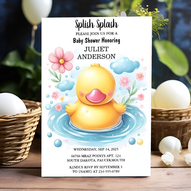 At Toy Pool Foam Bash Twin Rubber Duck Baby Shower Invitation (Creator Uploaded)
