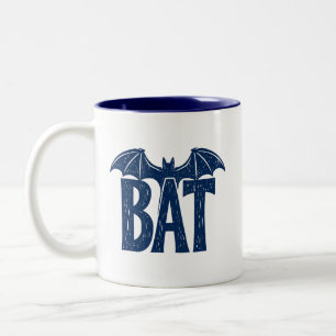 at Wings Halloween Linocut Design Two-Tone Coffee Mug
