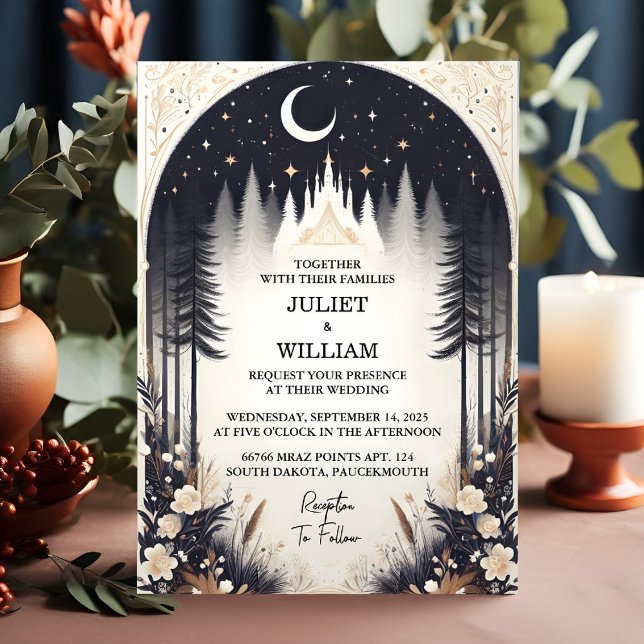 At Witch Magical Dream Mystical Stars Moon Wedding Invitation (Creator Uploaded)