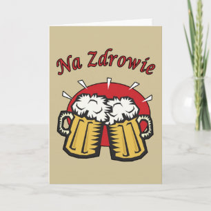 At Zdrowie Toast With Beer Mugs Card