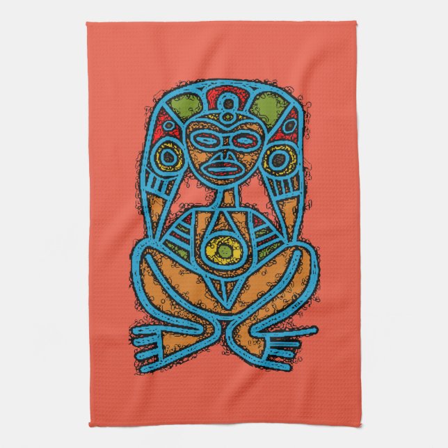 Atabey Goddess Indigenous Taino Symbol  Tea Towel (Vertical)