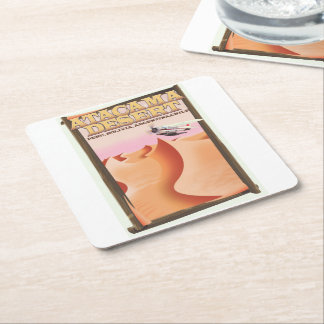 Atacama Desert Adventure travel poster. Square Paper Coaster
