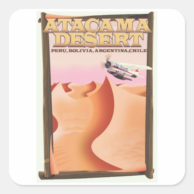 Atacama Desert Adventure travel poster. Square Sticker (Front)