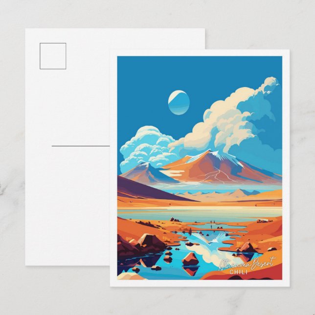 Atacama Desert Chilli Travel Vintage illustration Postcard (Front/Back)