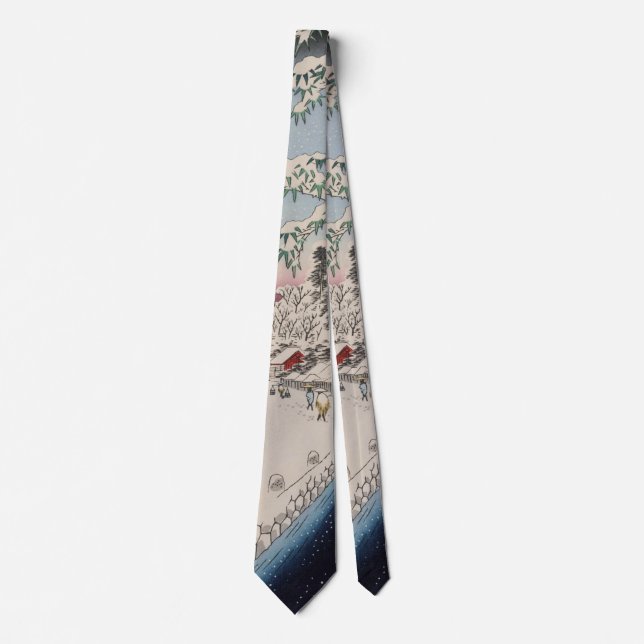 Atagoshita Yabu Lane Snow Scene Japanese Art Tie (Front)