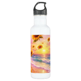 Atardecer de Paz Infinita: Girasoles Mágicos  710 Ml Water Bottle
