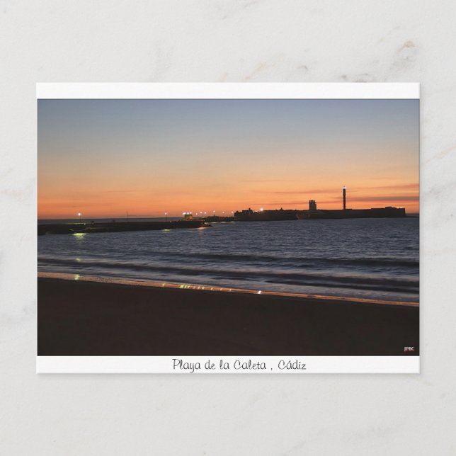 Atardecer en la playa de la Caleta , Cádiz Postcard (Front)