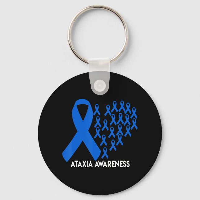 Ataxia Awareness blue ribbon Gift T-Shirt31  Key Ring (Front)