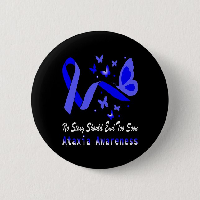 Ataxia Awareness Butterfly Support  6 Cm Round Badge (Front)