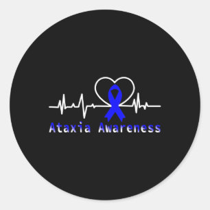 Ataxia Awareness Heartbeat Warrior Support T-Shirt Classic Round Sticker