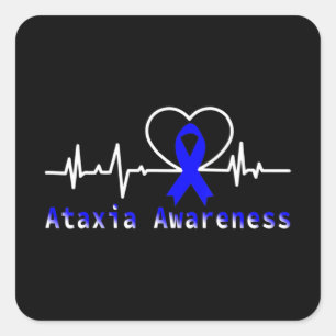 Ataxia Awareness Heartbeat Warrior Support T-Shirt Square Sticker
