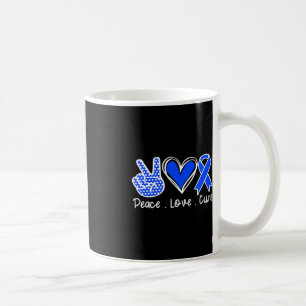 Ataxia Awareness Month Blue Ribbon Peace Love Cure Coffee Mug