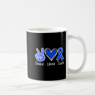 Ataxia Awareness Month Blue Ribbon Peace Love Cure Coffee Mug