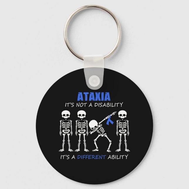 Ataxia It's not a disability Tshirt dabbing skelet Key Ring (Front)
