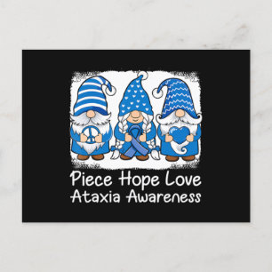 Ataxia Support gnomes with ribbon Blue Ataxia Awar Postcard