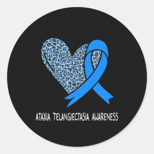 Ataxia Telangiectasia Awareness Blue Ribbon Classic Round Sticker