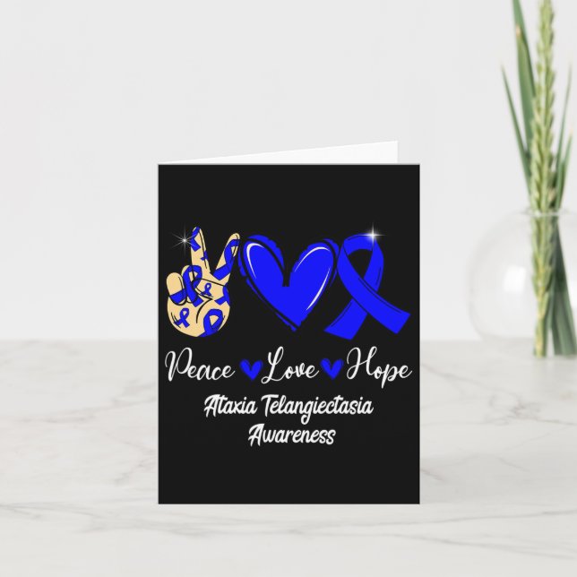Ataxia Telangiectasia Awareness Peace Love Hope Bl Card (Front)