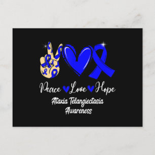Ataxia Telangiectasia Awareness Peace Love Hope Bl Postcard