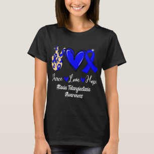 Ataxia Telangiectasia Awareness Peace Love Hope Bl T-Shirt
