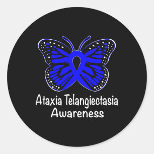 Ataxia Telangiectasia Awareness Warrior Support Bl Classic Round Sticker