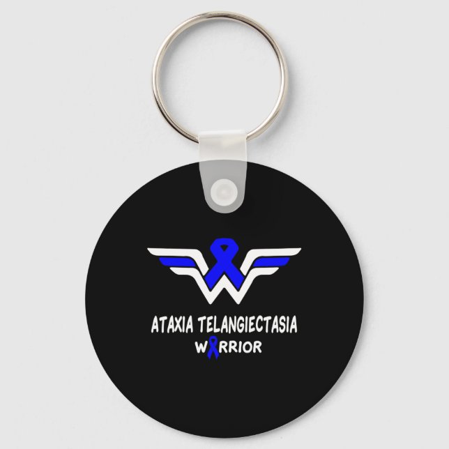 Ataxia Telangiectasia Awareness Warrior Support Bl Key Ring (Front)