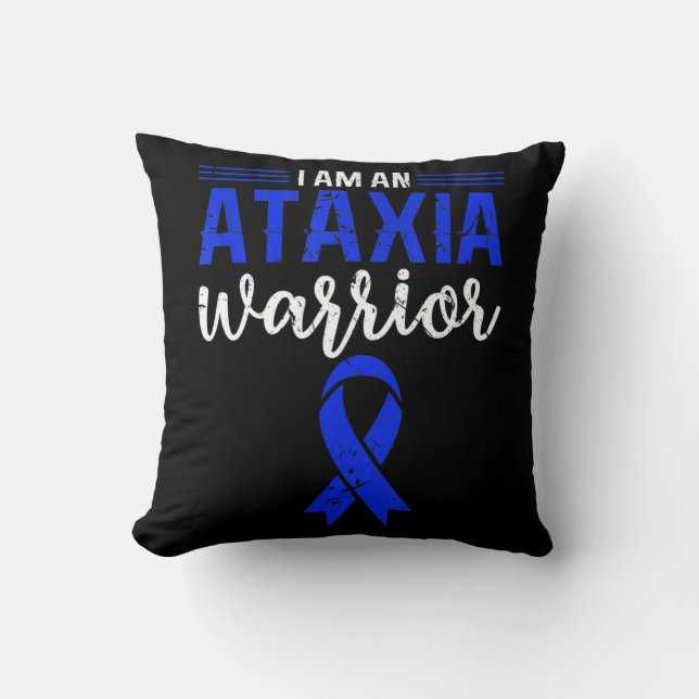 Ataxia Warrior Blue Ribbon Impaired Coordination A Cushion (Front)