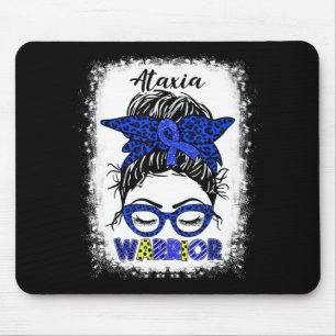 Ataxia Warrior Messy Bun Blue Ribbon Women Ataxia  Mouse Mat