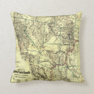 Atchison Topeka & Sante Fe Railroad MAP 1883 WEST Cushion