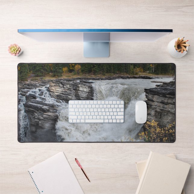 Athabasca Falls Photo, Canadian Beauty, Waterfall Desk Mat (Office 1)
